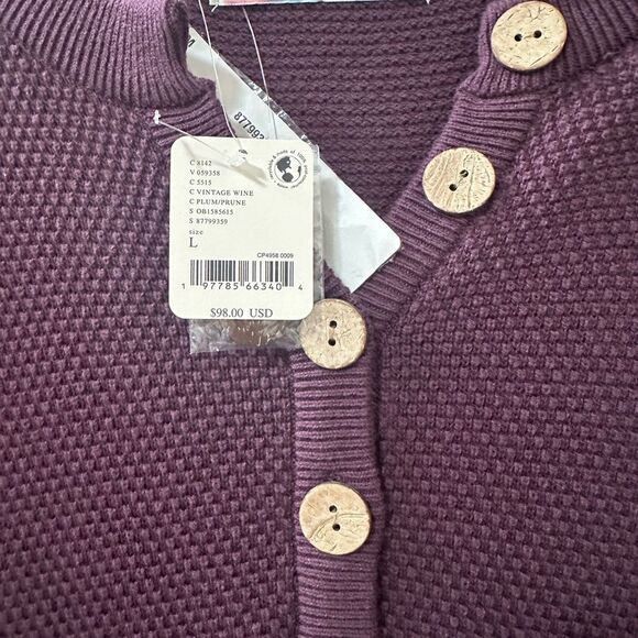 Free People Beach Hailee Sweater Midi Button-Down Sweater Dress Plum Purple L - Picture 9 of 9